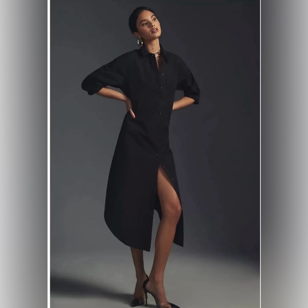 Anthropologie Maeve Soren shirt dress black XS NWT